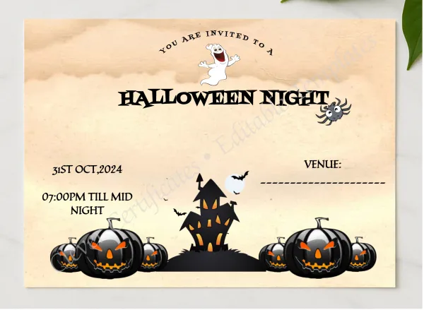 Halloween Night presented in a sleek wooden frame, elegantly arranged on a stylish table.