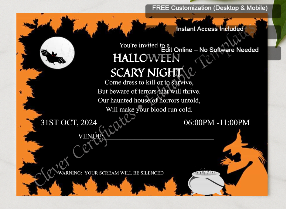Framed preview featuring Free Editor badge stack for Halloween Scary Night