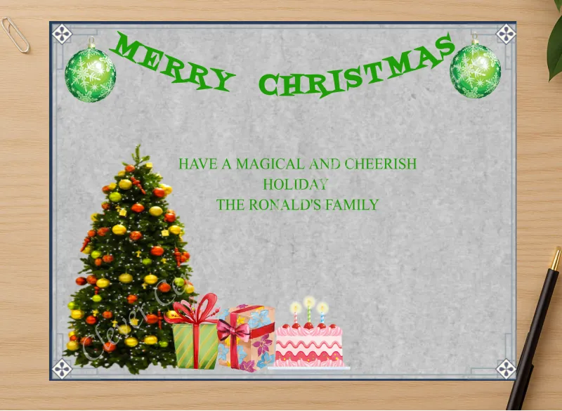 Professional preview of Snowy Christmas  certificate on high-quality stationery paper, ideal for showcasing the final look.