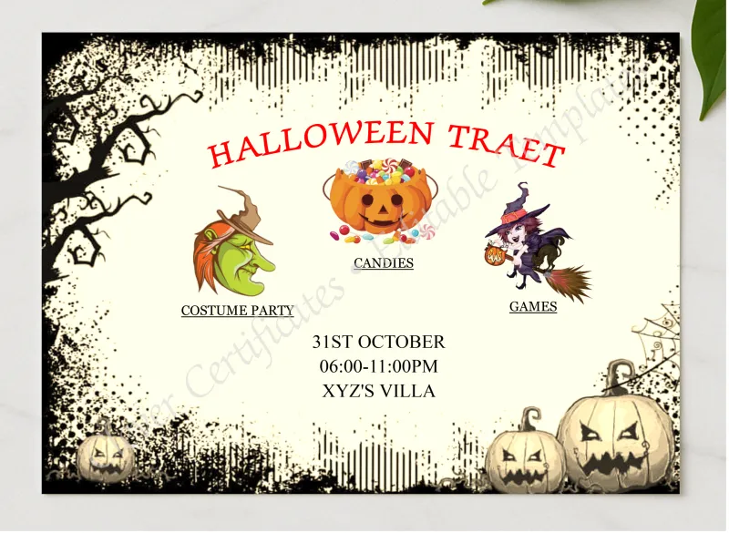 Halloween Treat presented in a sleek wooden frame, elegantly arranged on a stylish table.