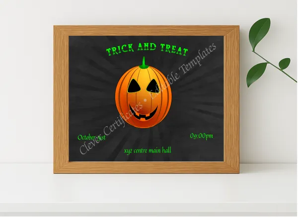 Realistic mockup featuring Trick And Treat displayed within a modern frame, set against a minimalistic background.