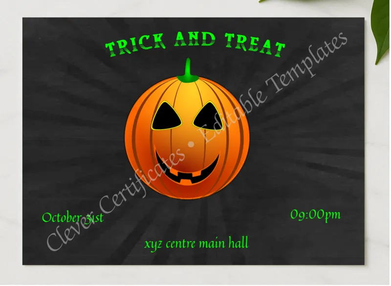 Trick And Treat presented in a sleek wooden frame, elegantly arranged on a stylish table.