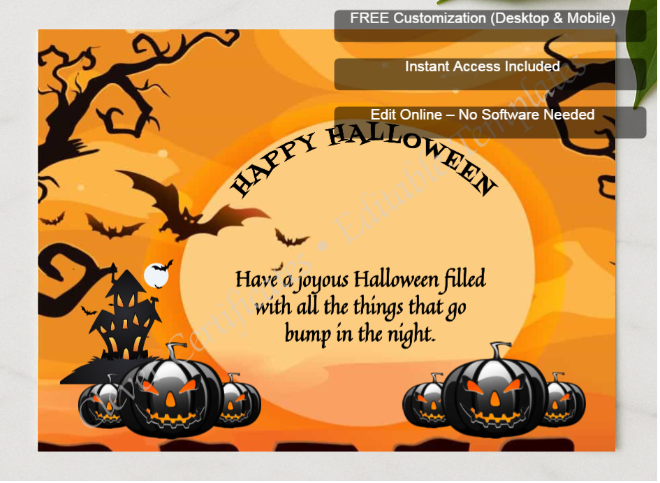 Framed preview featuring Free Editor badge stack for Happy Halloween