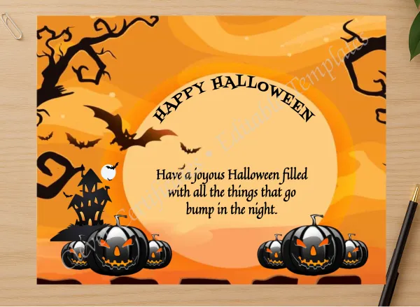 Professional preview of Happy Halloween certificate on high-quality stationery paper, ideal for showcasing the final look.