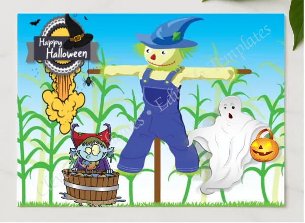 Monster Mash Greetings presented in a sleek wooden frame, elegantly arranged on a stylish table.