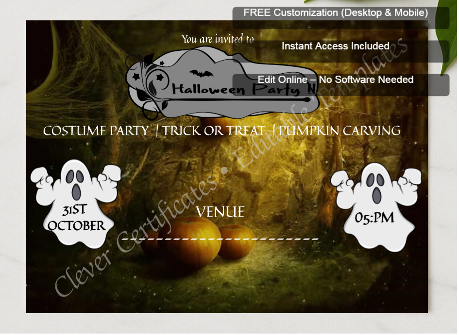 Framed preview featuring Free Editor badge stack for Halloween Party Blast
