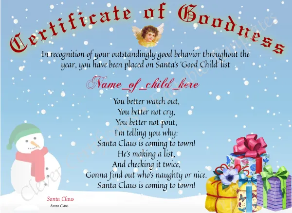 Certificate Of Goodness