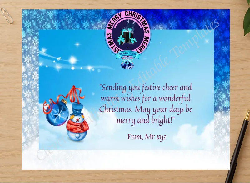 Professional preview of Christmas Joy certificate on high-quality stationery paper, ideal for showcasing the final look.