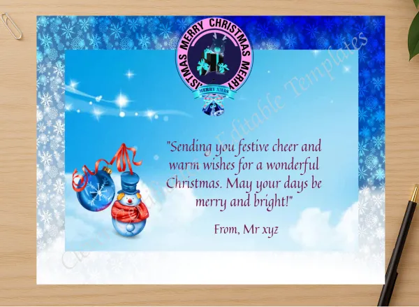 Professional preview of Christmas Joy certificate on high-quality stationery paper, ideal for showcasing the final look.