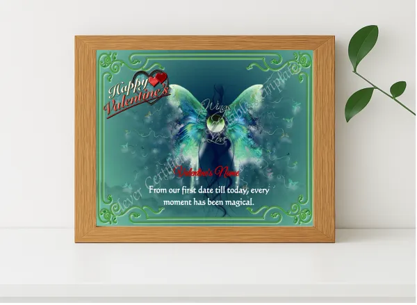 Realistic mockup featuring Valentine Day displayed within a modern frame, set against a minimalistic background.