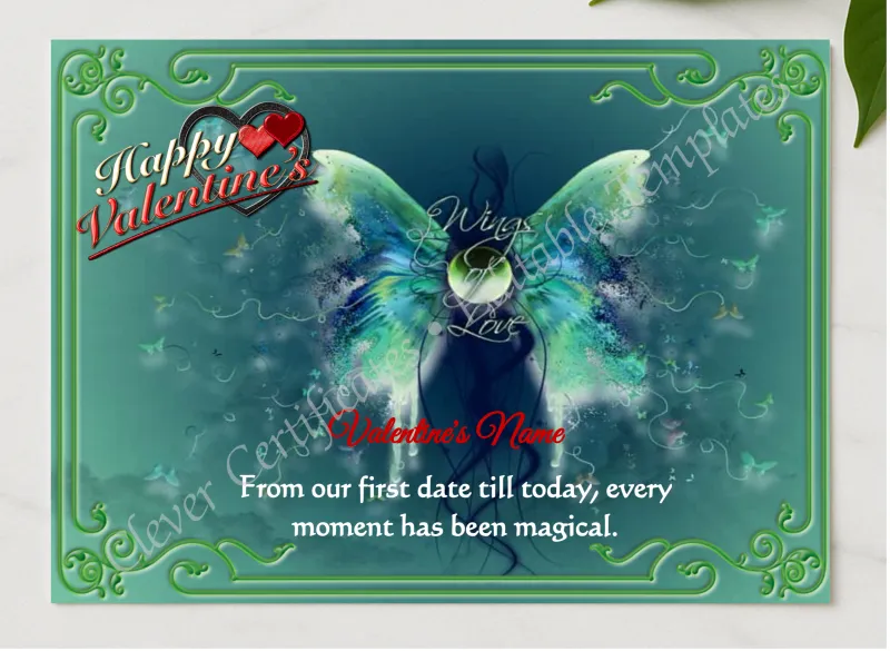 Valentine Day presented in a sleek wooden frame, elegantly arranged on a stylish table.
