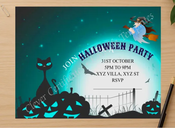 Professional preview of Halloween Birthday Party certificate on high-quality stationery paper, ideal for showcasing the final look.