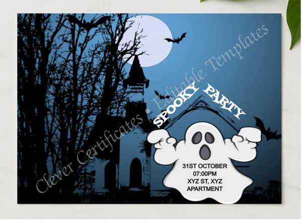 Spooky Party presented in a sleek wooden frame, elegantly arranged on a stylish table.