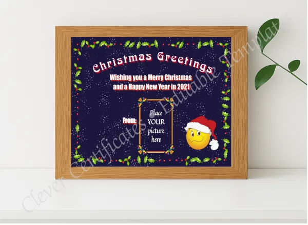 Realistic mockup featuring Christmas Greetings 1 displayed within a modern frame, set against a minimalistic background.