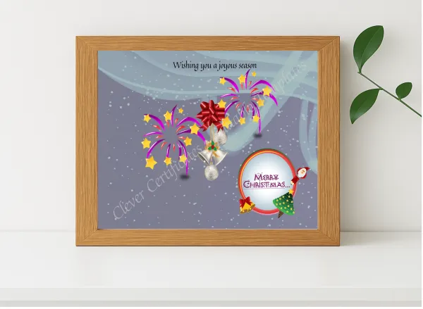 Realistic mockup featuring Joyous Christmas displayed within a modern frame, set against a minimalistic background.
