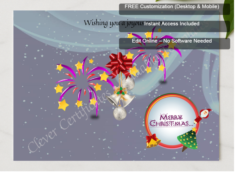 Framed preview featuring Free Editor badge stack for Joyous Christmas