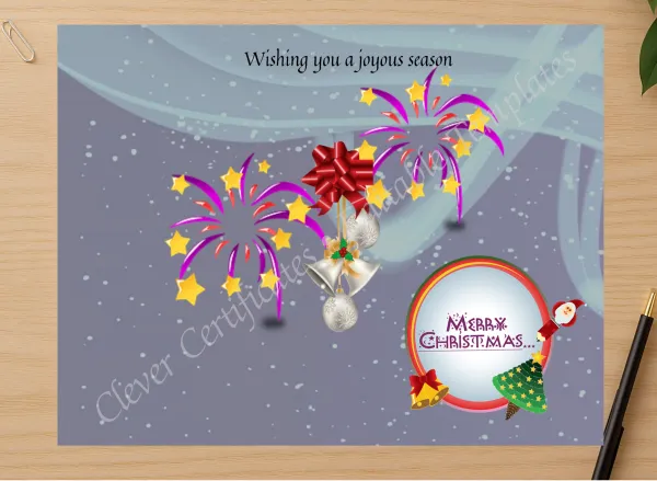 Professional preview of Joyous Christmas certificate on high-quality stationery paper, ideal for showcasing the final look.