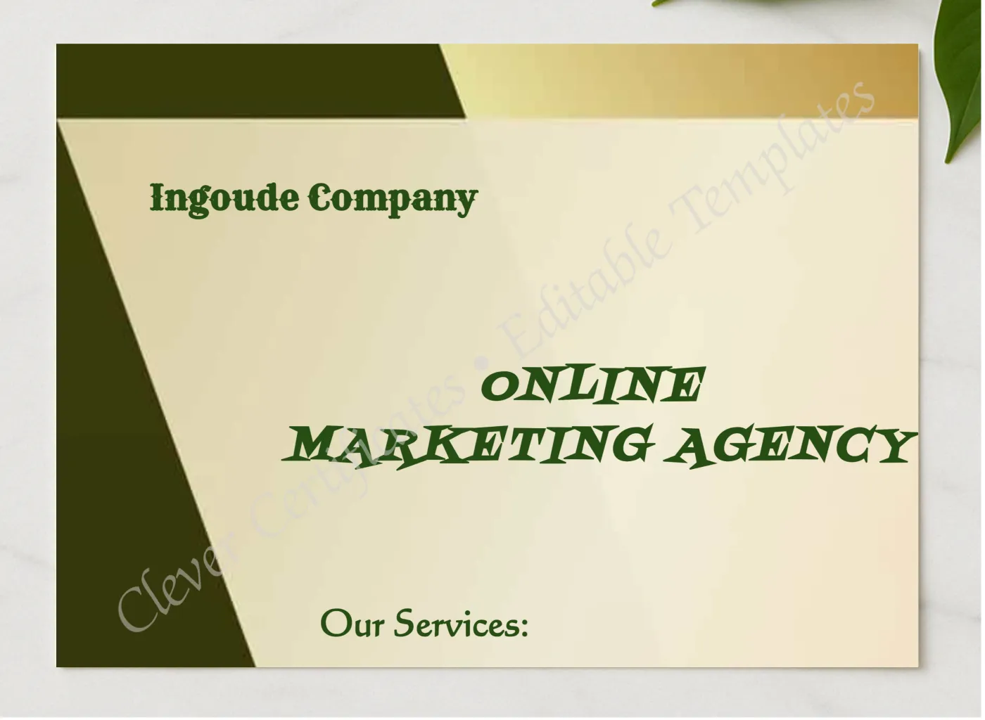 Online Marketing Agency Instagram Post presented in a sleek wooden frame, elegantly arranged on a stylish table.