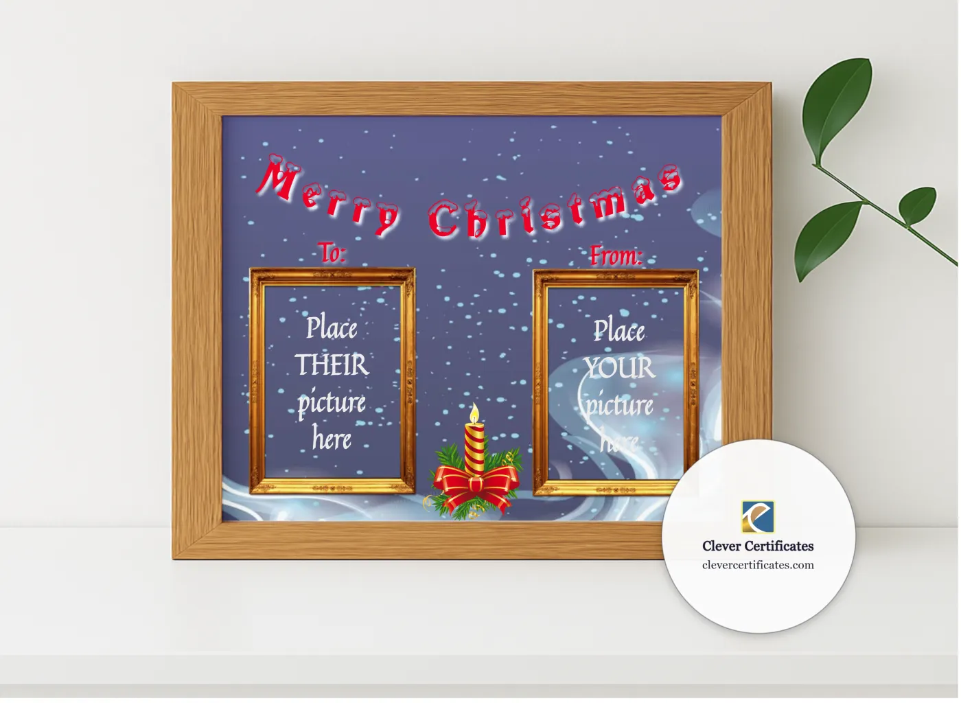 Realistic mockup featuring Christmas Greetings 2 displayed within a modern frame, set against a minimalistic background.