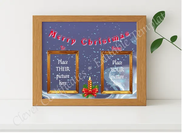 Realistic mockup featuring Christmas Greetings 2 displayed within a modern frame, set against a minimalistic background.