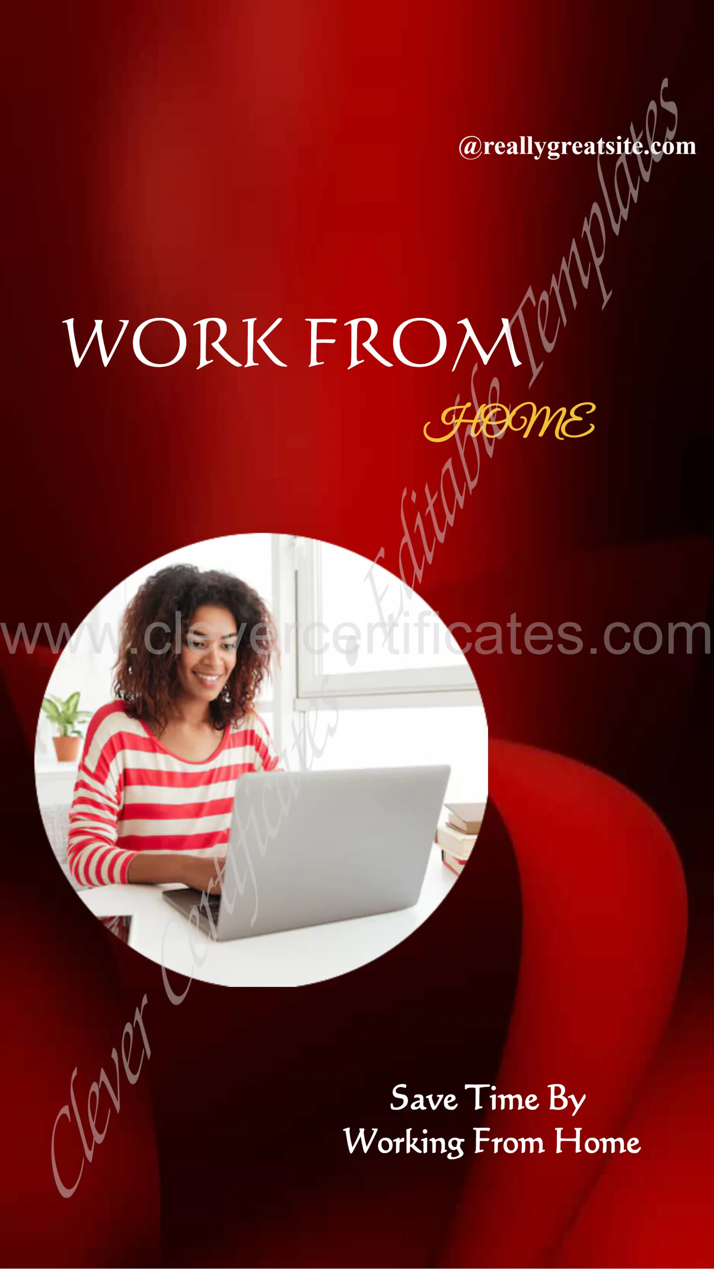 Red Work From Home Instagram Story — Certificate Template Preview