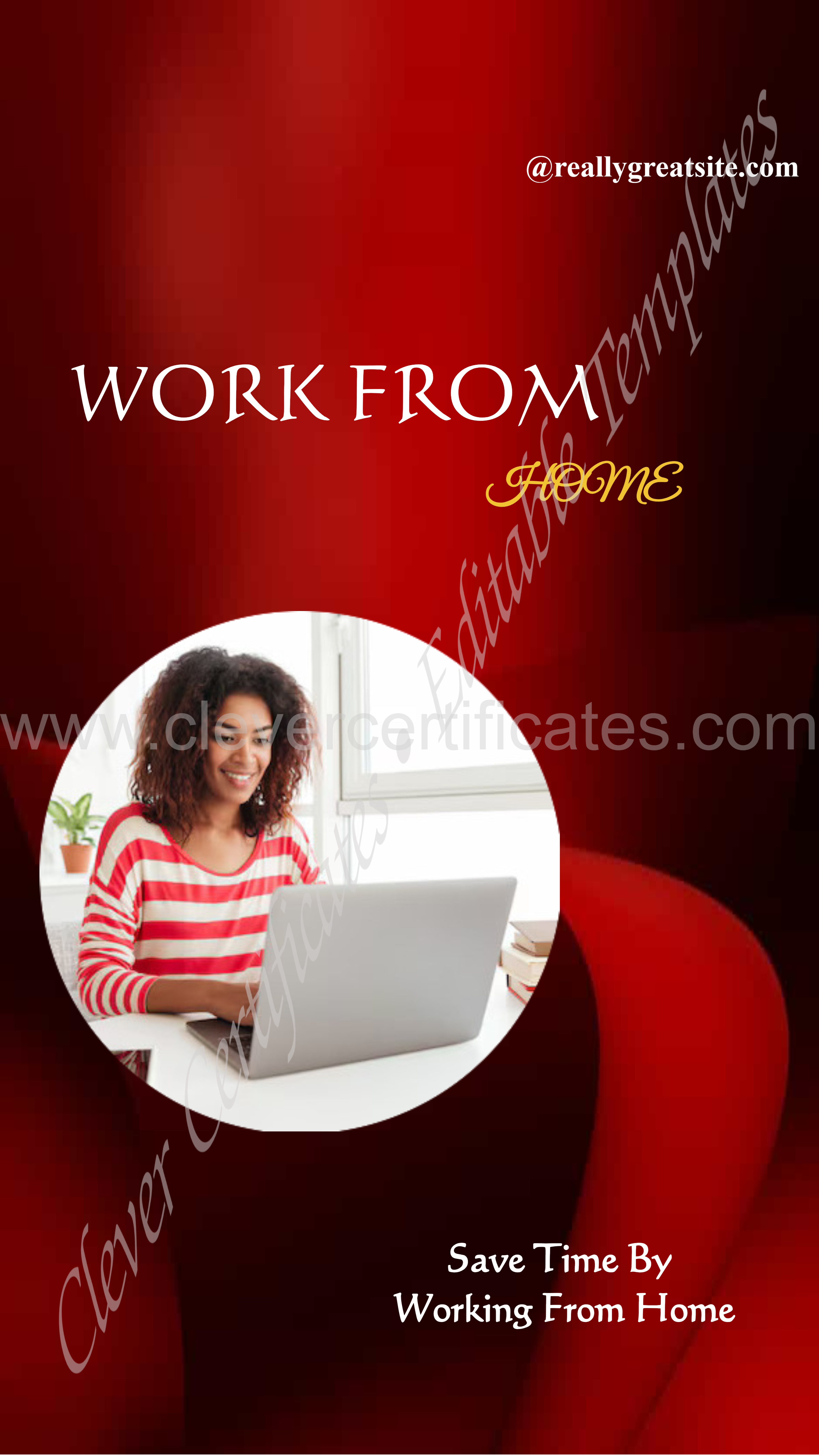 Red Work From Home Instagram Story — Certificate Template Preview