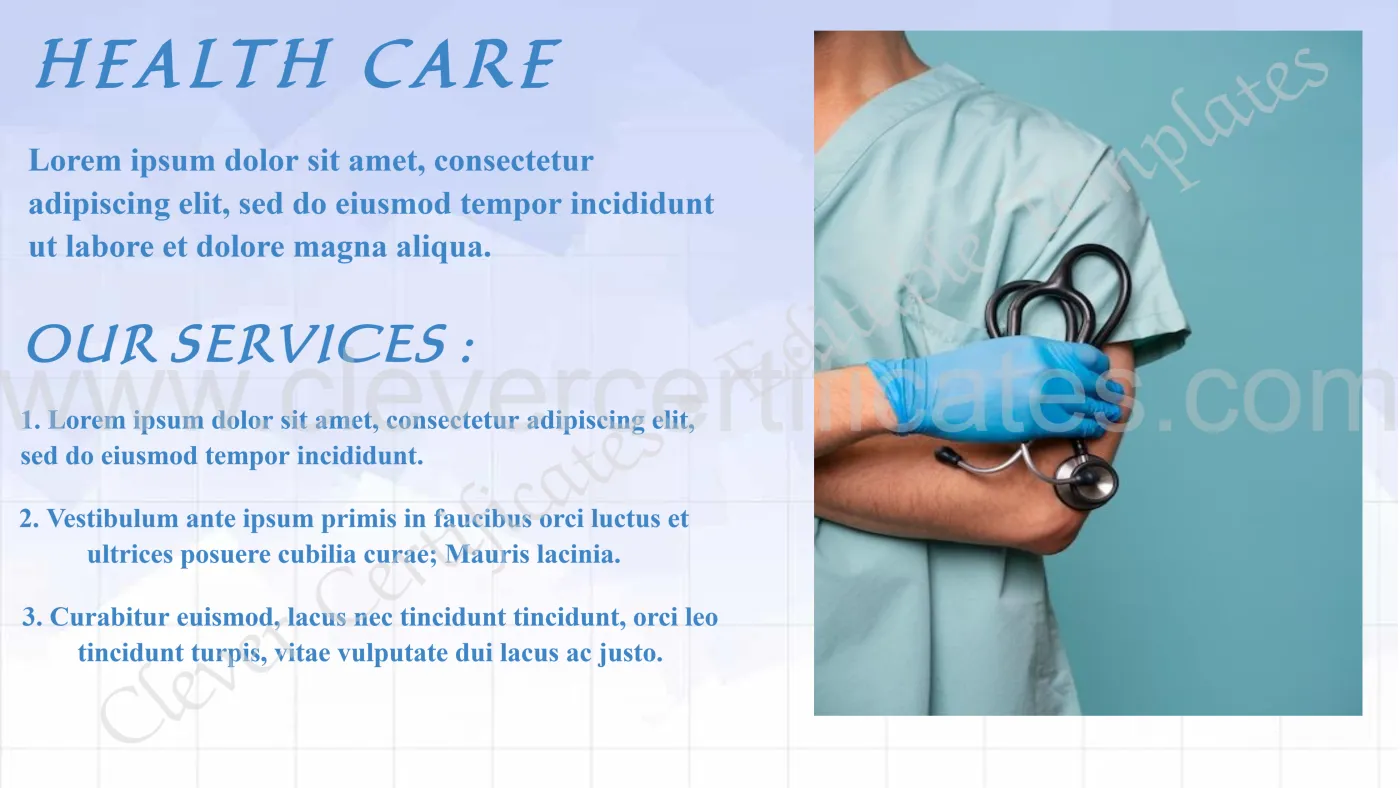 Medical Services Brochure — Certificate Template Preview