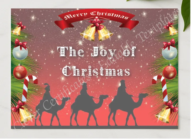 Christmas Joy Certificate presented in a sleek wooden frame, elegantly arranged on a stylish table.
