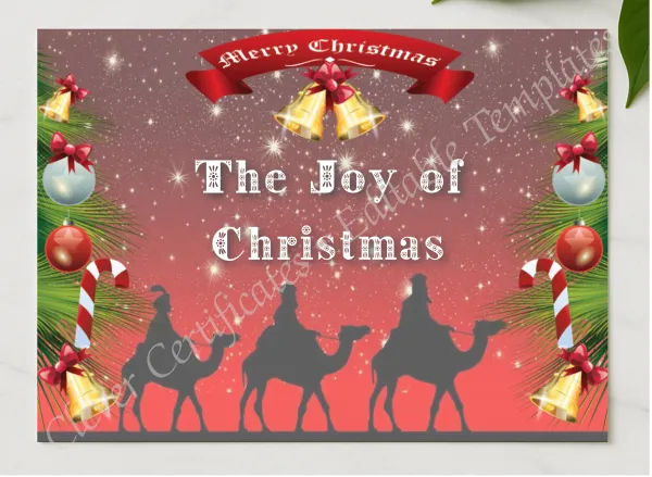 Christmas Joy Certificate presented in a sleek wooden frame, elegantly arranged on a stylish table.