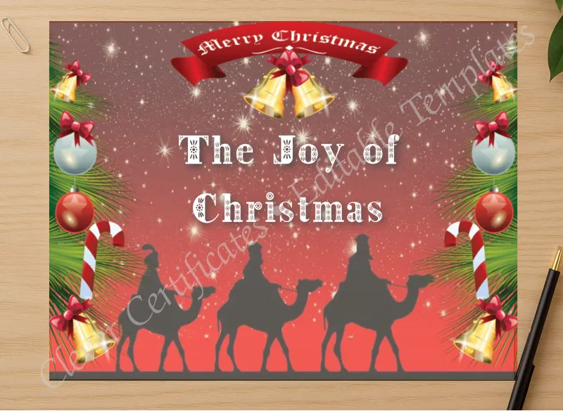 Professional preview of Christmas Joy Certificate certificate on high-quality stationery paper, ideal for showcasing the final look.