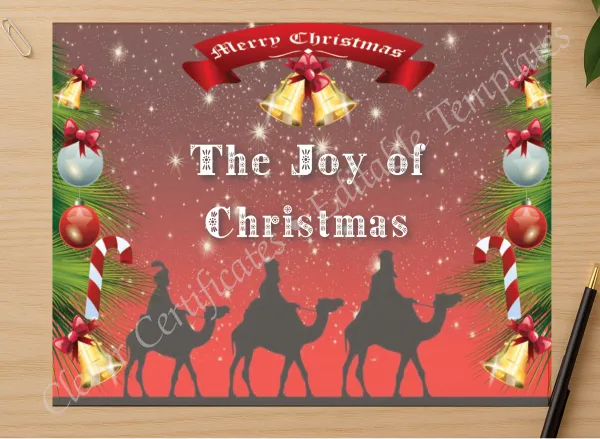Professional preview of Christmas Joy Certificate certificate on high-quality stationery paper, ideal for showcasing the final look.