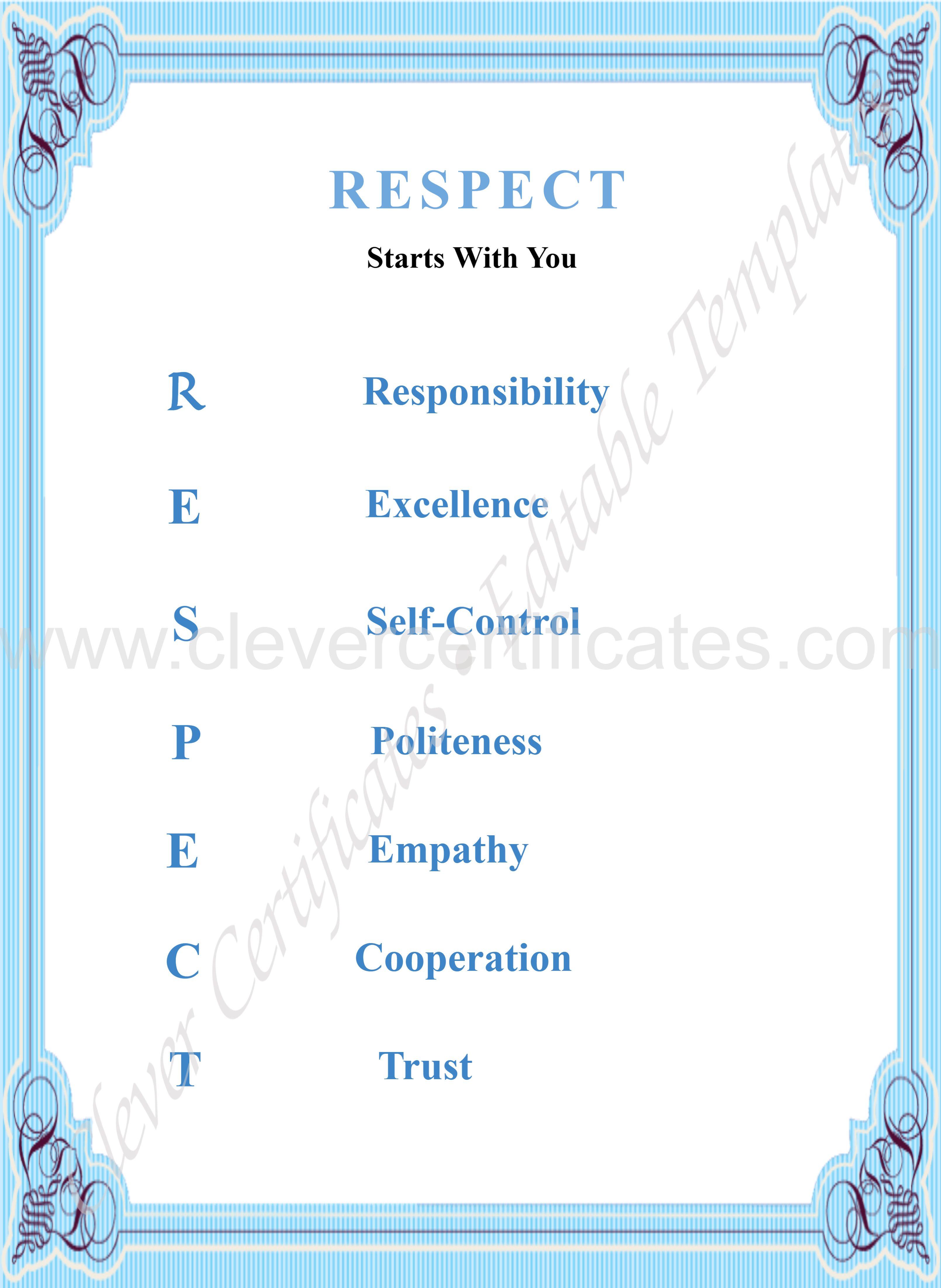 Classroom Respect Poster — Certificate Template Preview