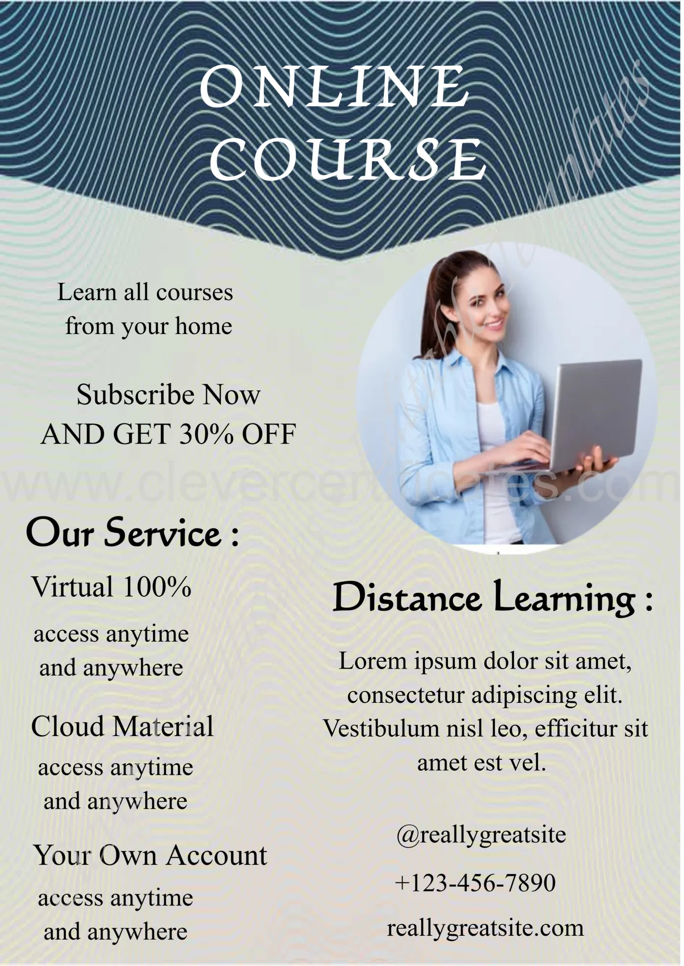 Editable Modern Online Course Flyer — Certificate Template Preview