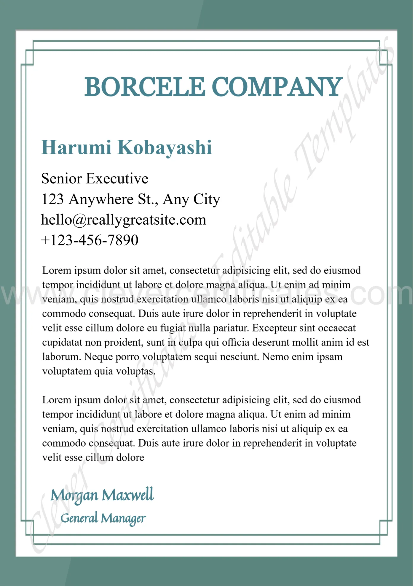 Editable Business Letterhead — Certificate Template Preview