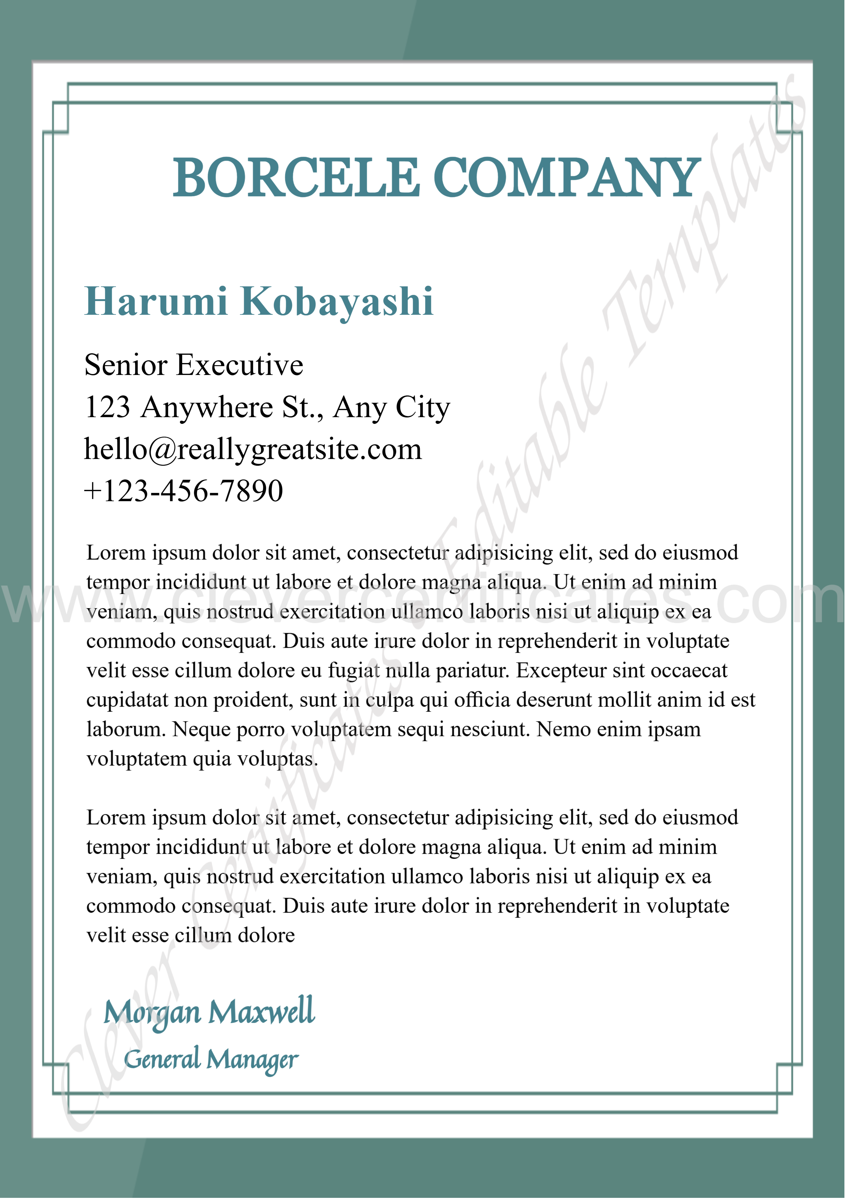 Editable Business Letterhead — Certificate Template Preview