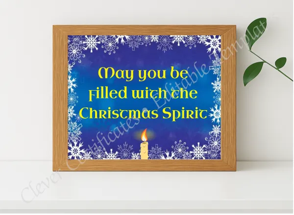 Realistic mockup featuring Christmas Spirit Certificate displayed within a modern frame, set against a minimalistic background.