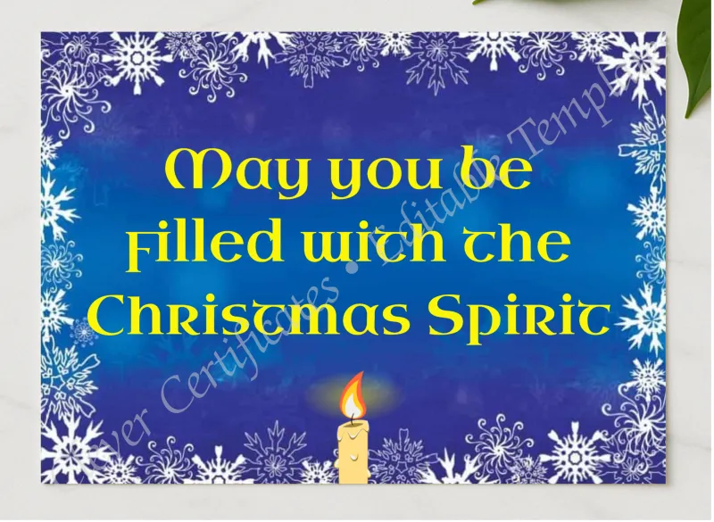 Christmas Spirit Certificate presented in a sleek wooden frame, elegantly arranged on a stylish table.