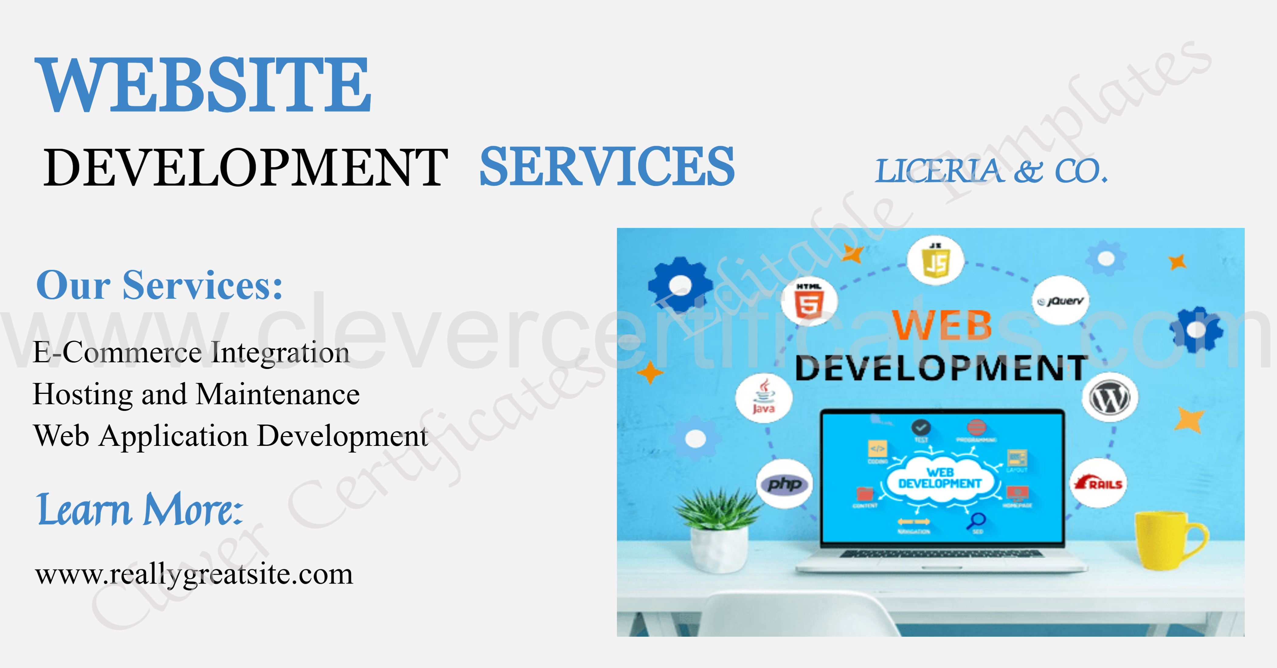 Illustration Website Development Services Facebook Ad — Certificate Template Preview