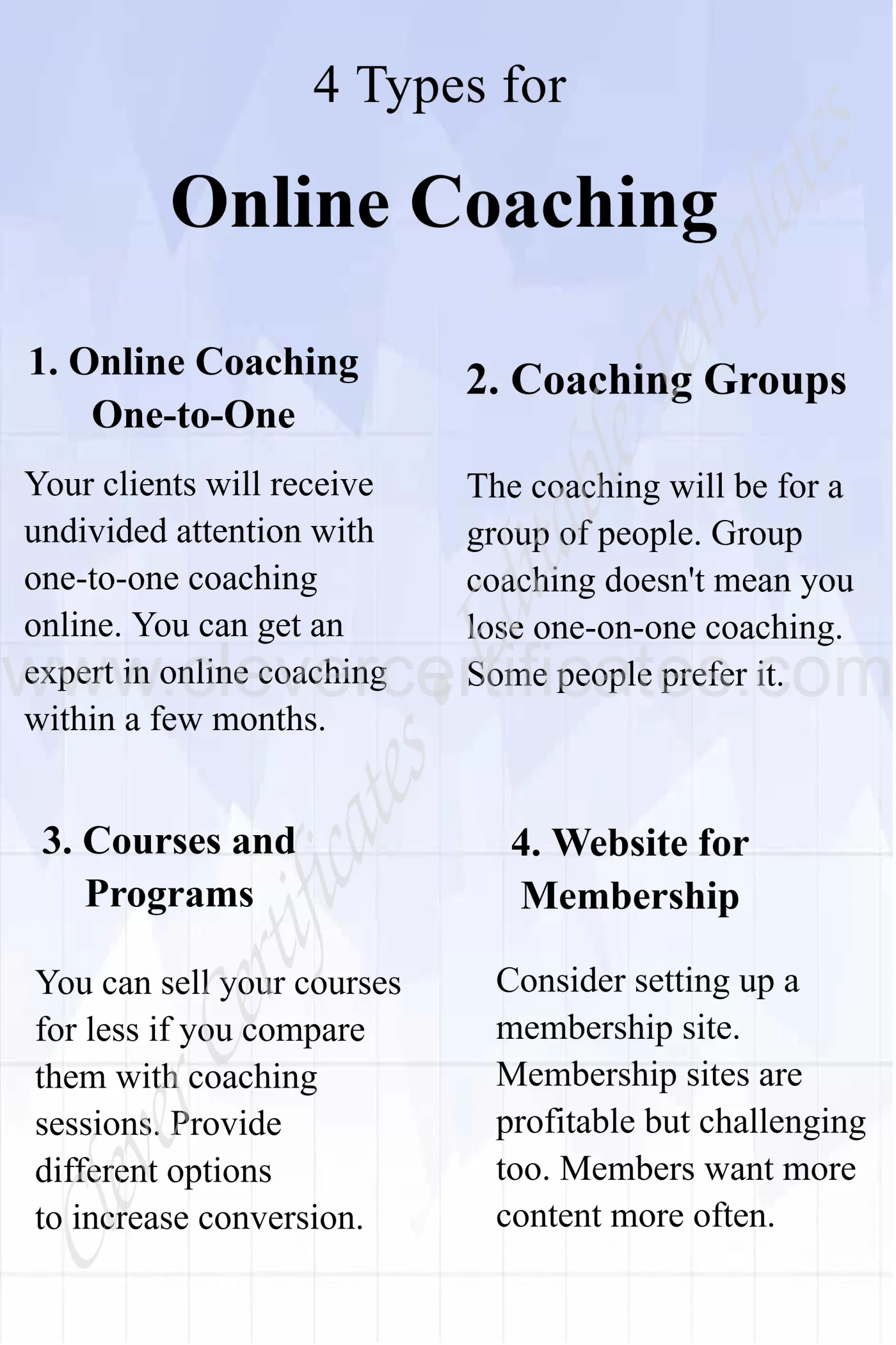Lavender 4 Types Of Online Coaching Pinterest Pin — Certificate Template Preview