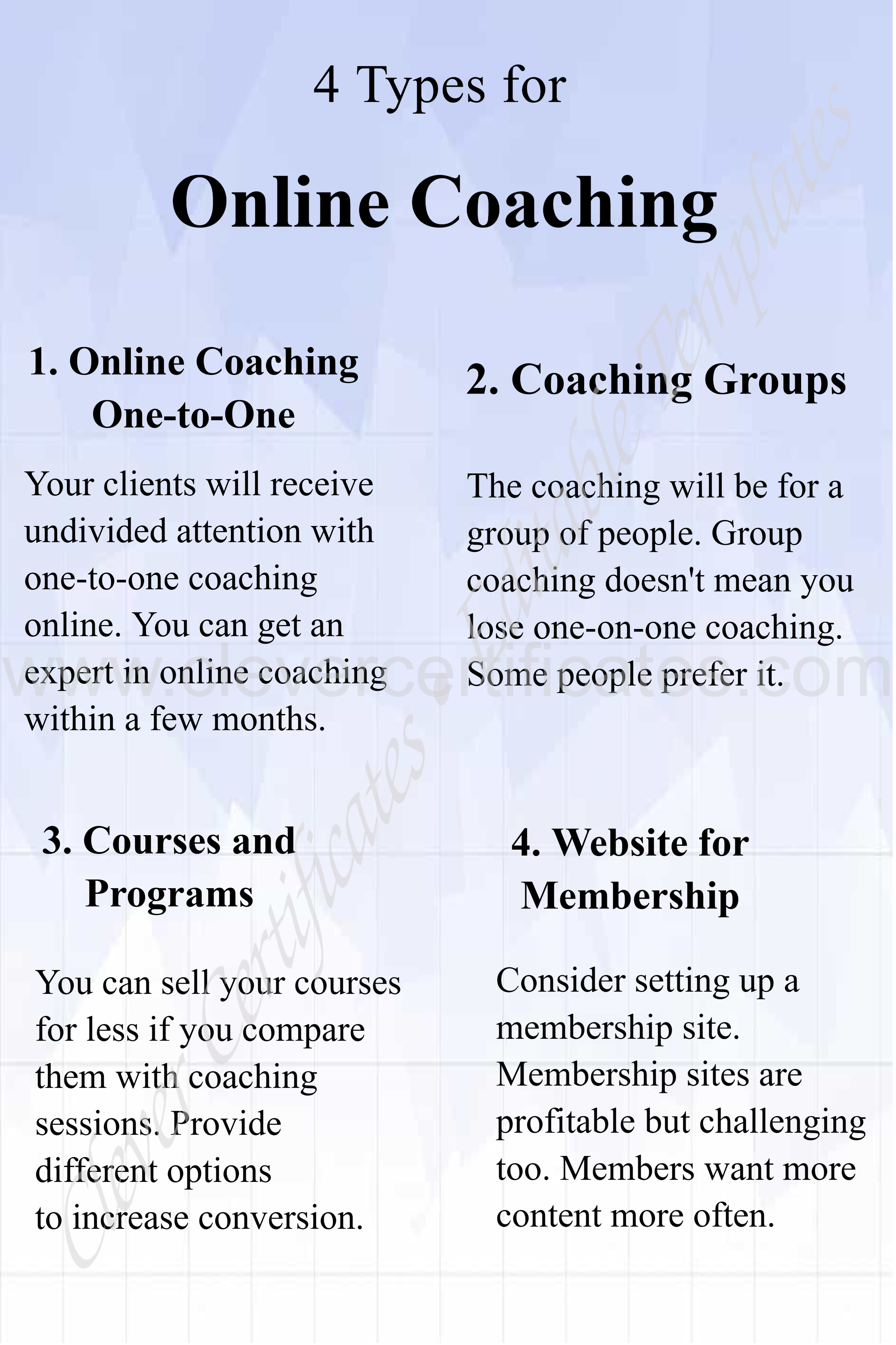 Lavender 4 Types Of Online Coaching Pinterest Pin — Certificate Template Preview