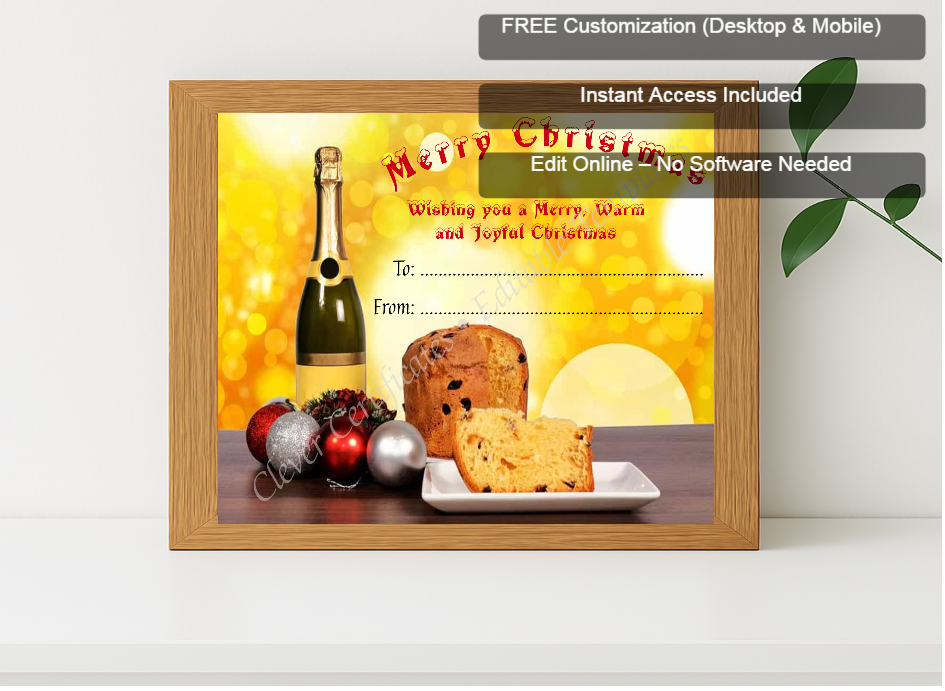 Premium mockup with Free Editor badge stack for Christmas Warmth Certificate