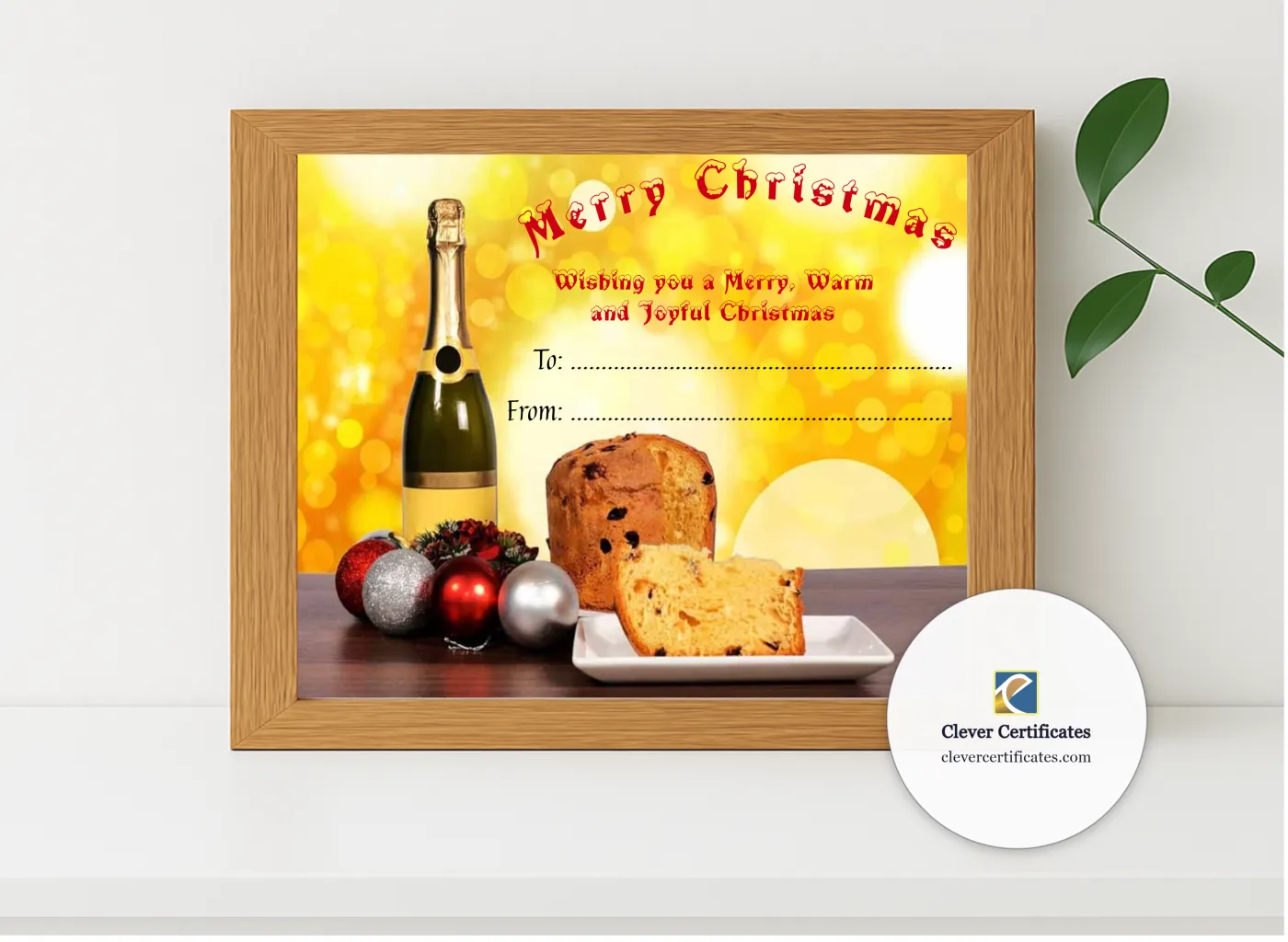 Realistic mockup featuring Christmas Warmth Certificate displayed within a modern frame, set against a minimalistic background.