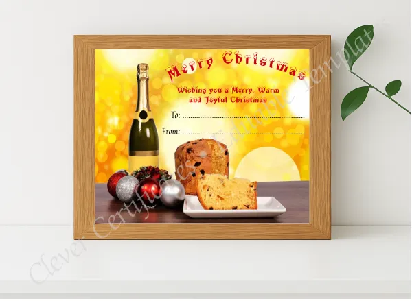 Realistic mockup featuring Christmas Warmth Certificate displayed within a modern frame, set against a minimalistic background.