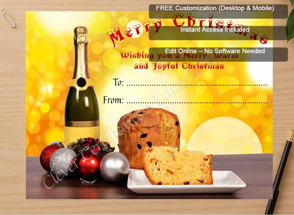 Zoomed preview with Free Editor badge stack for Christmas Warmth Certificate