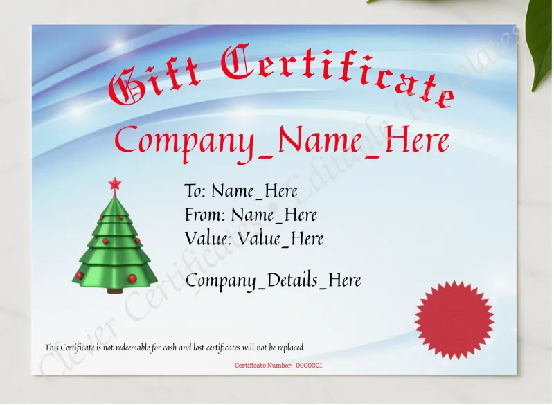Gift Voucher Business presented in a sleek wooden frame, elegantly arranged on a stylish table.