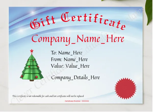 Gift Voucher Business presented in a sleek wooden frame, elegantly arranged on a stylish table.