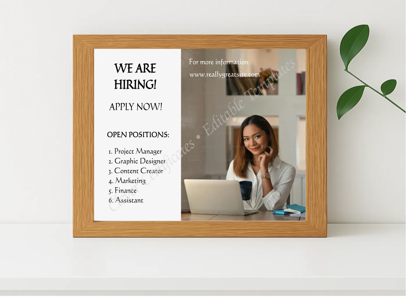 Realistic mockup featuring Black And White Job Promotion Your Story displayed within a modern frame, set against a minimalistic background.