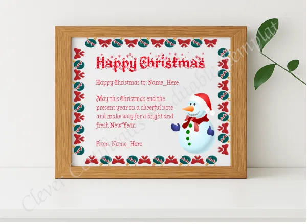 Realistic mockup featuring Happy Christmas Certificate displayed within a modern frame, set against a minimalistic background.
