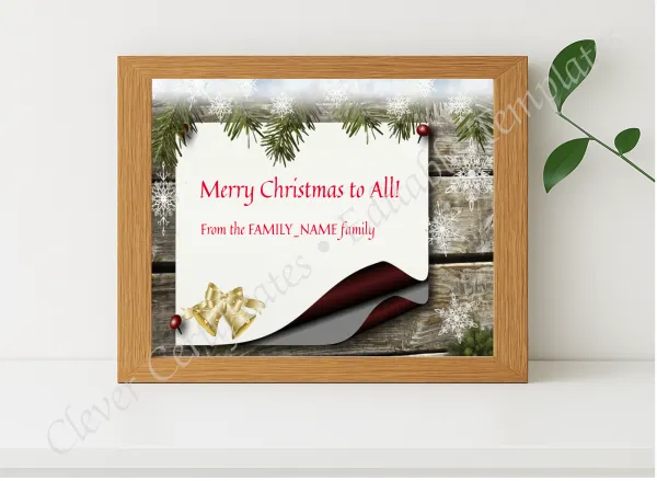 Realistic mockup featuring Merry Christmas Certificate displayed within a modern frame, set against a minimalistic background.
