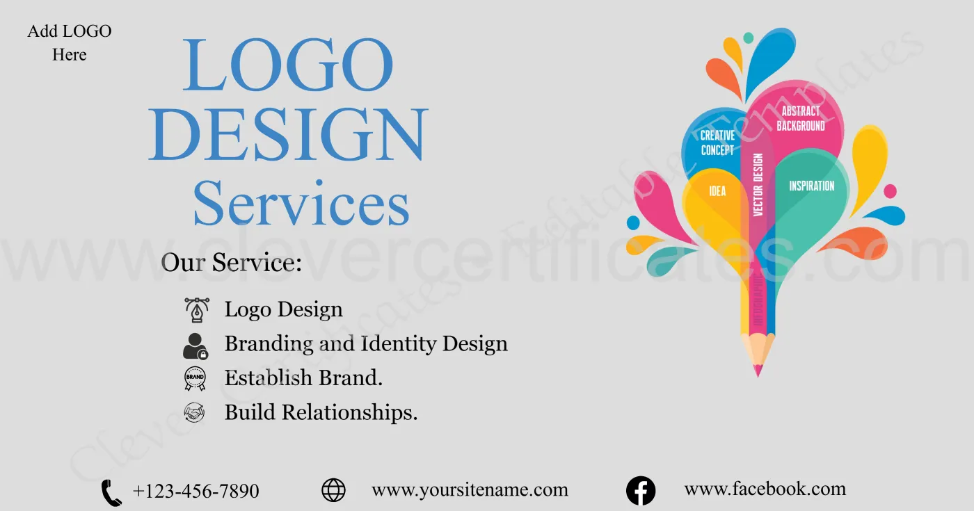 Editable Logo Design Service Facebook Post — Certificate Template Preview